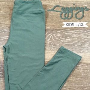 Lularoe Kids Solid Army Green Leggings L/XL